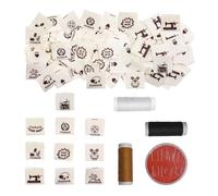 DHSBGWSX Lot de 200 étiquettes à coudre, 1 outil de couture, matériaux de couture, étiquettes en tissu faites à la main