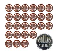 DHSBGWSX Lot de 25 boutons en bois marron, 1 boîte d'aiguilles à coudre cuivrées noires, boutons ronds décoratifs en bois, taille 25 mm