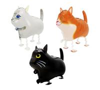 DHSBGWSX Lot de 3 ballons de chat mignons, animaux de dessin animé, ballons de décoration de fête, réutilisables - Blanc, Orange, Noir - 61.5 x 42.5 cm (White, Orange) / 38 x 50 cm (Black)