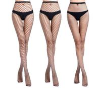 DHSBGWSX Lot de 3 bas résille extensibles en résille pour femme - Collants résille tendance - Chaussettes creuses - Parfaits pour les fêtes (noir), Noir , Taille unique