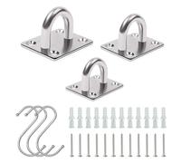 DHSBGWSX Lot de 3 plaques à œillets carrées, 3 crochets en forme de S, loquet de porte, loquet de porte, boucle antivol, boucle sans perforation, serrures de porte de salle de bain et d'intérieur