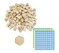 DHSBGWSX Lot de 300 cubes en bois, 3 étiquettes numériques, mini cubes en bois, pour travaux manuels, blocs de bois de sculpture et accessoires