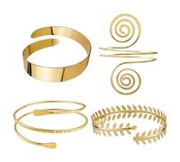 DHSBGWSX Lot de 4 bracelets géométriques en métal, bracelets avec plusieurs styles, ensemble de bracelets personnalisés, bracelets réglables, fixation de manches, décoration de bras, bracelets de