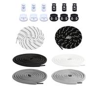 DHSBGWSX Lot de 4 cordons de serrage, 1 enfile-aiguille, cordons élastiques de pantalon, cordons de veste et de chapeau, ceinture de pantalon, bandeau en plastique, convient pour les pantalons de