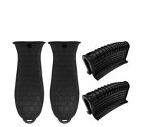 DHSBGWSX Lot de 4 couvercles de poignée de casserole en silicone, 2 coussins d'isolation thermique, poignée de casserole résistante à la chaleur, revêtement de poignée d'isolation thermique, poignée