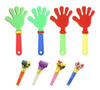 DHSBGWSX Lot de 4 tapettes colorées avec 4 sifflets colorés pour enfants, créateur de bruit, corne, trompette pour enfants, pour fêtes d'anniversaire, événements sportifs, carnaval, célébrations