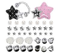 DHSBGWSX Lot de 40 Accessoires pour Chaussures - Étoiles à Cinq Branches, Fleurs Perforées pour Décoration de Sandales