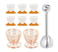 DHSBGWSX Lot de 6 coquetiers, 2 plateaux à œufs, 1 ouvre-œuf, coquetiers en plastique de dessin animé pour enfants, plateaux à œufs en acier inoxydable, ensembles de coquetiers, nouveaux coquetiers