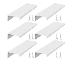 DHSBGWSX Lot de 6 poignées de porte cachées, blanches, poignées de tiroir en métal, poignées d'armoire, poignées en alliage d'aluminium, convient pour la cuisine, la chambre à coucher