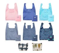 DHSBGWSX Lot de 6 sacs à provisions pliables et 2 porte-monnaie réutilisables, sacs à provisions à emporter, sacs de courses faciles à ranger, multicolore