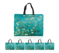 DHSBGWSX Lot de 6 Sacs à Provisions Réutilisables à Fleurs - Imperméables, Parfaits Pour Sortir et En Plein Air - Vert