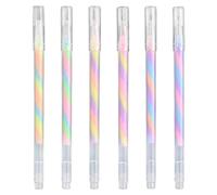 DHSBGWSX Lot de 6 stylos arc-en-ciel à paillettes - Stylos transparents givrés - Stylos à encre magique pour enfants - Marqueurs multicolores
