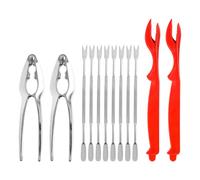 DHSBGWSX Lot de 8 aiguilles en acier, 2 clips, 2 aiguilles à crabe, ensemble de pêcheur de crabe, éplucheur de homard, kit d'outils pour fruits de mer, outil pour éplucher le homard, outil pour