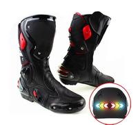 DHsdlpLU Bottes De Motocross en Cuir Véritable pour Motocross, Aventure, Tourisme, Conduite avec Équipement De Protection,Black-45