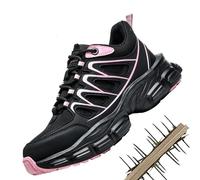DHsdlpLU Chaussures de Sécurité Baskets Professionnelles Femme Légères, Confortables et Respirantes pour Femme et Homme - Embout Acier, Semelle Anti-Crevaison,BlackPink-42