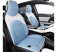 DHsdlpLU Coussin de siège de Voiture rafraîchissant 3 en 1 avec Massage et température en Cuir 12 V 5 Ventilateurs Housses de siège de Ventilation,Black