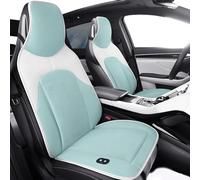 DHsdlpLU Coussin de siège de Voiture rafraîchissant 3 en 1 avec Massage et température en Cuir 12 V 5 Ventilateurs Housses de siège de Ventilation,Green