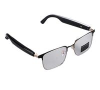 DHsdlpLU Lunettes de Soleil connectées Bluetooth IA pour Hommes et Femmes, Monture métallique, Verres photochromiques à Chargement magnétique, Double Canal,Gold