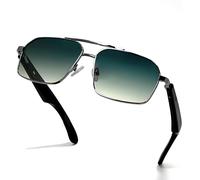 DHsdlpLU Lunettes de Soleil polarisées rectangulaires Ultra-légères, intelligentes, avec Technologie IA, pour écouter de la Musique, des appels, Bluetooth,Green