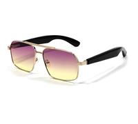 DHsdlpLU Lunettes de Soleil polarisées rectangulaires Ultra-légères, intelligentes, avec Technologie IA, pour écouter de la Musique, des appels, Bluetooth,Purple