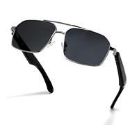 DHsdlpLU Lunettes de Soleil polarisées rectangulaires Ultra-légères, intelligentes, avec Technologie IA, pour écouter de la Musique, des appels, Bluetooth,Black