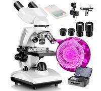 DHsdlpLU Microscope Binoculaire pour Adultes (6000/10000/15000x), Double éClairage LED + Sac De Rangement + Adaptateur De TéLéPhone + Double éClairage, pour éCole,6000X