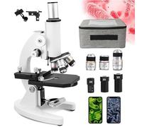 DHsdlpLU Microscope Biologique 100000X/150000X/200000X, Angle De Vision 0-45°, avec Support pour TéLéPhone Portable, Ensemble De Microscope Monoculaire,150000X