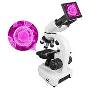 DHsdlpLU Microscope Composé Binoculaire, avec éCran De 5,0 Pouces / 30 SpéCimens/Support pour TéLéPhone Mobile, éClairage LED, pour L'ExpéRience Scolaire,10000X