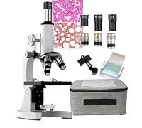 DHsdlpLU Microscope Optique Monoculaire 3000x, Connecter Le Support De TéLéPhone Portable + 10 SpéCimens, Observation De l'angle De Torsion, pour Microscope Biologique ExpéRimental