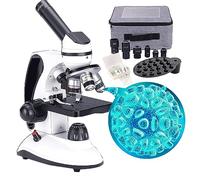 DHsdlpLU Microscopes pour DéButants, Double éClairage LED (Grossissement 40x-2000x), avec Adaptateur De TéLéPhone + Adaptateur Secteur + éTui De Transport