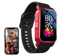 DHsdlpLU Montre connectée pour Seniors avec détection de Chute, GPS intégré, Alarme personnelle, étanche, idéale pour Le Suivi d'activité et Les Situations d'urgence Red