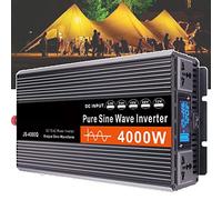DHsdlpLU Onduleur à Onde Sinusoïdale Pure 4000 W/5000 W/6000 W, avec 2 Prises Ca Convertisseur CC vers Ca, CC 12/24/48/60 V vers Ca 110/220 V, pour Cuiseur à Riz,24Vto110V-4000W