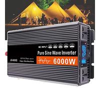 DHsdlpLU Onduleur à Onde Sinusoïdale Pure 4000 W/5000 W/6000 W, avec 2 Prises Ca Convertisseur CC vers Ca, CC 12/24/48/60 V vers Ca 110/220 V, pour Cuiseur à Riz,60Vto110V-6000W