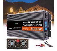 DHsdlpLU Onduleur à Onde SinusoïDale Pure (CrêTe 3000 W 4000 W 5000 W 6000 W), Convertisseur De Tension DC 12 V/24 V/48 V/60 V vers AC 220 V, 2 Ventilateurs De Refroidissement, éCran LCD,5000W-12V