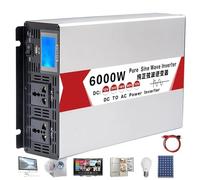 DHsdlpLU Onduleur De Puissance, Onduleur à Onde SinusoïDale Pure 4000-8000W, Convertisseur De VéHicule Domestique 12V 24V 48V 60V à 220V, avec éCran Port USB,6000W-24V