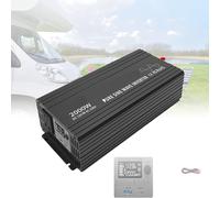 DHsdlpLU Onduleur de Voiture 1500 W/2000W onduleur DC12 V-AC110 V/220 V, onduleur à Onde sinusoïdale Pure avec écran LCD, Une Prise CA et Un Port de Charge,12V-220V-2000W
