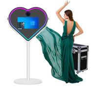 DHsdlpLU Photomaton Miroir (éCran Tactile LCD Et Mini Pc) + éTui De Transport, RéGlage De La Couleur (TéLéCommande/Application), Photomaton en Forme De CœUr 21,5'', Garantie 1 an,White-A