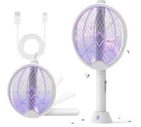 DHsdlpLU Raquette Électrique Anti Moustique Tapette à Mouche et Guepes - Répulsif USB Rechargeable Protection Maille 3 Couches pour Intérieur Extérieur
