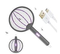DHsdlpLU Raquette Électrique Anti-Moustiques Rechargeable avec LED UV Pliable et Mural pour Intérieur et Extérieur Efficace Contre Les Insectes Volants,Grey