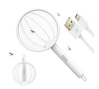 DHsdlpLU Raquette Électrique Anti-Moustiques Rechargeable avec LED UV Pliable et Mural pour Intérieur et Extérieur Efficace Contre Les Insectes Volants,White