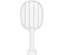 DHsdlpLU Raquette Électrique Rechargeable USB avec Base Stable Lampe Amovible Puissante, Protection Maille 3 Couches Tapette à Mouche et Piège à Moustiques,F