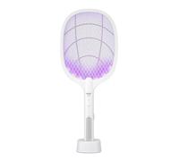 DHsdlpLU Raquette Électrique Rechargeable USB avec Base Stable Lampe Amovible Puissante, Protection Maille 3 Couches Tapette à Mouche et Piège à Moustiques,A