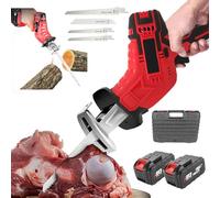 DHsdlpLU Scie à Os éLectrique Portative, Scie Alternative sans Fil, LumièRe LED + 4 Lames De Scie, Batterie Au Lithium 6,0 Ah, pour Os, Viande, Bois, MéTal,B