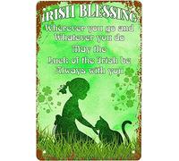 DHsigns Plaque en métal vintage - 20,3 x 30,5 cm - Inscription Irish Blessing Wherever You Go and Whatever - Décoration murale pour cuisine, café, pub, garage, bière, porche, restaurant