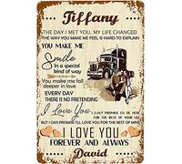 DHsigns Plaque en métal vintage - 20,3 x 30,5 cm - Tiffany The Day I Met You My Life Changed - Décoration murale pour cuisine, café, pub, garage, bière, porche, restaurant