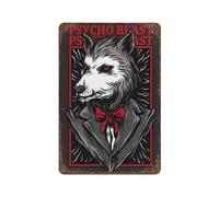 DHsigns Plaque en métal vintage Héros méchant Mr Wolf is Psycho Beast Cafe Pub Garage Bière Porche Restaurant Plaque murale Art Rétro Décor 30,5 x 40,6 cm
