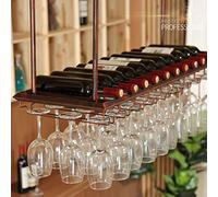 DHSKFUA Plafond de Supports à vin avec Cadre en métal, étagère de Porte-Greffier en Verre à vin Rouge Progress
