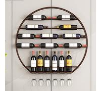 DHSKFUA Racks d'affichage de Stockage à vin Round Mural, Bouteilles de vin suspendues en métal et Porte-Verre étagère à vin Flottante sous Le Bar de Cuisine de l'armoire décor/cuivre Rouge Progress