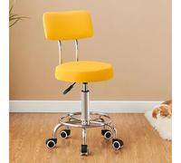 DHSKFUA Tabouret Roulant Rond, Chaise Tabouret réglable en Cuir PU avec Roues et dossiers pivotants pour Salon, Massage, Spa, Cuisine à Domicile Progress