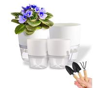 DHSUN Lot de 4 pots à herbes aromatiques avec système d'irrigation automatique (2 pièces de 13,8 cm de haut + 2 pièces de 11,3 cm de haut)